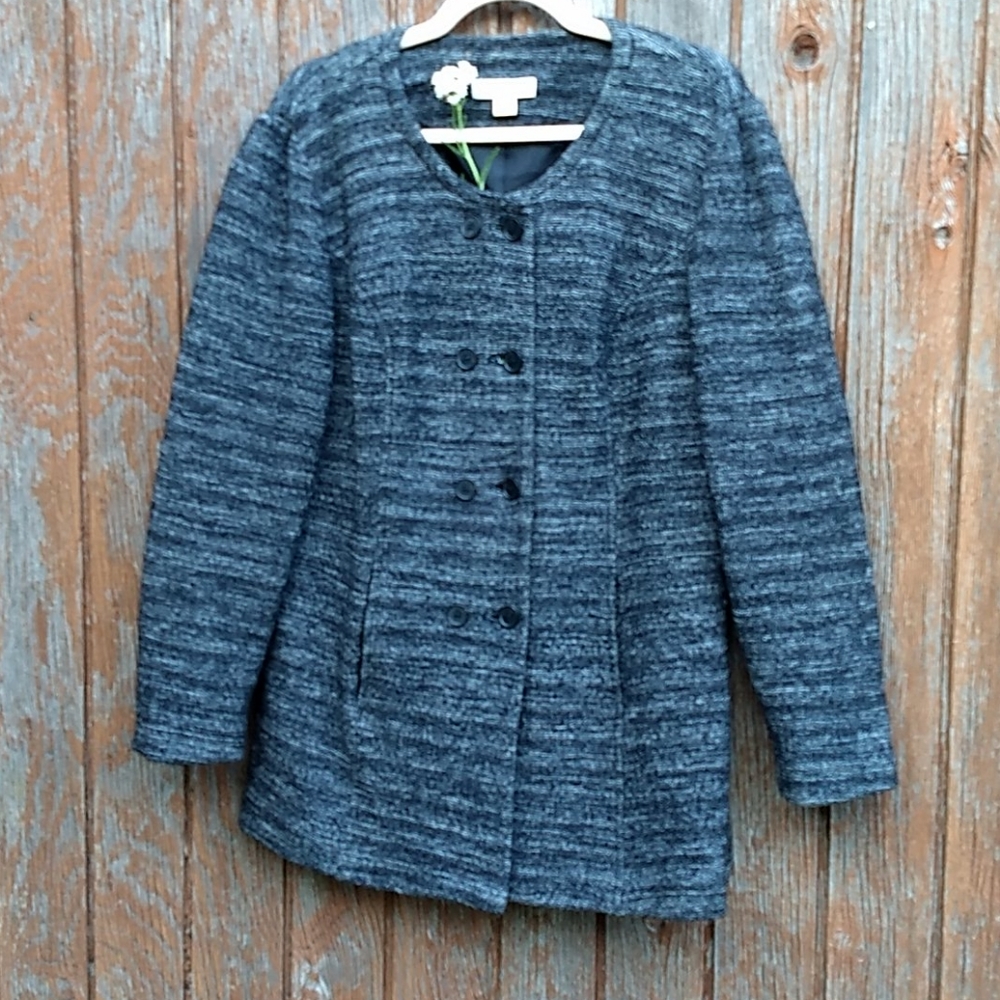 Modest tweed jacket.